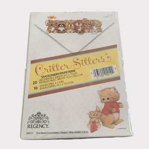 Vintage 80s Critter Sitters Kitten Stationery Set